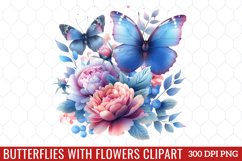 Butterflies With Flowers Clipart Product Image 1
