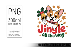 Cute Christmas Dog, Animal Sublimation Clipart PNG Product Image 1