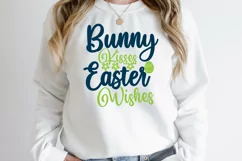 Bunny Kisses Easter Wishes SVG Cut File,Happy Easter Day SVG Product Image 1