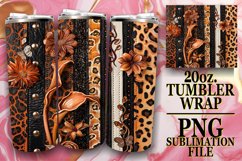 Vibrant 3D Leopard and Flower Tumbler Wrap Art Product Image 1