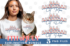 American Cat Mama Papa 4th of July USA Paw DTF PNG Bundle Product Image 1