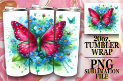 Happy hearts 20oz tumbler wrap, Butterfly Product Image 1