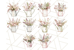 Watering Can Flowers PNG, Rustic Floral Watercolor Clipart Product Image 5