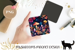 Celestial Mushrooms Magnet, Cartoon Mushrooms Sublimation Product Image 1
