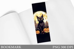 Black Cat Bookmark Design. Halloween Pumpkin Bookmark Product Image 1