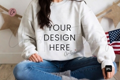 4th Of July White Sweatshirt Model Mockup Product Image 1