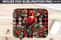 Watercolor Cardinal Mouse Pad Sublimation - Christmas PNG Product Image 1