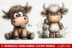 Whimsical Farm Animal Clipart | Cute Farm Animals PNG Set Product Image 1