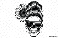 USA Messy Bun svg | 4th of july Svg | Svg Cut Files Product Image 1