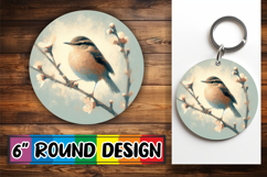 Whimsical Keychain Circle Sublimation, Birds Product Image 1