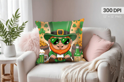 Funny Leprechaun with Beer Pillow PNG Sublimation Design Product Image 1