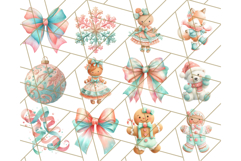 Coral and Aqua Christmas Clipart PNG, Pastel Holiday Art Product Image 3