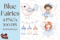 Pastel Blue Fairy Garden Clipart, Enchanted Cottagecore Png Product Image 1