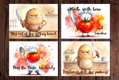 4 Funny Tomato &amp; Grumpy Potato Cutting Board Sublimation PNG Product Image 2
