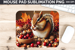 Watercolor Squirrel Mouse Pad Sublimation -Thanksgiving PNG Product Image 1