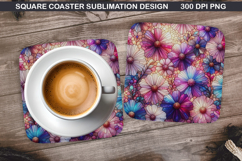 Flowers Coaster Sublimation, Spring Coaster PNG Design Product Image 1