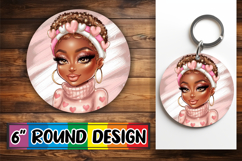 Blissful Round Keychains PNG, Afro Girl Product Image 1
