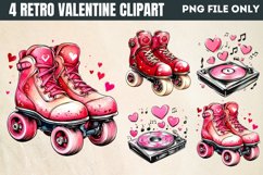 Retro Valentine Clipart PNG Product Image 1