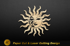 Sun moon face wooden art image Laser cut Product Image 1