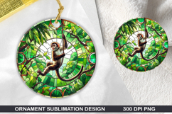 Monkay Stained Glass Ornament PNG, Digital Download File Product Image 1