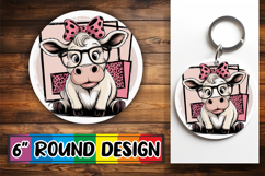 Cheerful Round Design Sublimation, Cute Cow Product Image 1
