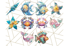 Stained Glass Sea Creatures PNG Clipart, Ocean Fantasy Product Image 7
