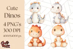 Cute Pastel Dinosaur Clipart PNG for Nursery Art, Baby Decor Product Image 1