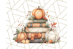 Watercolor Halloween Cottage Clipart, Ghosts &amp; Pumpkins Png Product Image 3