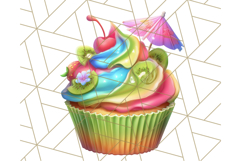 Bright Summer Cupcake PNG Clipart, Colorful Cupcakes Product Image 3