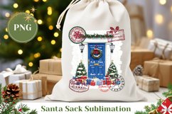 Christmas Blue Door Santa Sack, Christmas Gift Bag Design Product Image 1