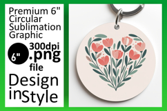 Bright Round Design Coaster PNG , Flowers Heart Product Image 1