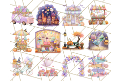 Pastel Halloween Town PNG Clipart, Spooky Shops &amp; Homes Png Product Image 3