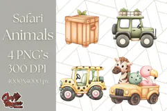 Jungle Safari Animals PNG Cute Pastel Wild Animal Clipart Product Image 1