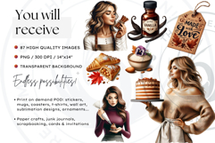 Autumn Bakery Clipart PNG Set, Cozy Fall Baking &amp; Kitchen Product Image 2