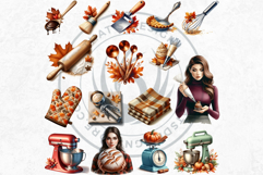 Autumn Bakery Clipart PNG Set, Cozy Fall Baking &amp; Kitchen Product Image 8