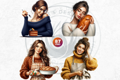 Autumn Bakery Clipart PNG Set, Cozy Fall Baking &amp; Kitchen Product Image 9