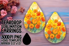 Floral Teardrop Earring PNG Design - Sublimation Product Image 1