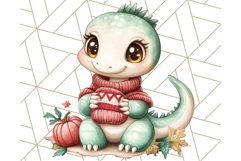 Fall Dinosaur PNG Clipart with Autumn Elements, Cute Dino Product Image 3