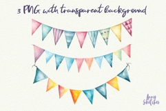 Birthday Bunting &amp; Party Garland Watercolor Clipart PNG Product Image 2