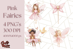 Pastel Pink Fairy Garden Clipart, Enchanted Cottagecore Png Product Image 1