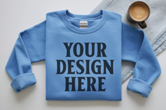 Carolina Blue Gildan 18000 Folded Flat Lay Mockups Product Image 1