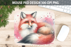 Watercolor Fox Mouse Pad Sublimation - Valentines PNG Product Image 1