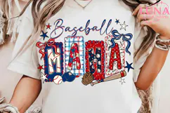 Preppy Baseball Mama Bow Glitter Png, Baseball Game Day Png Product Image 6