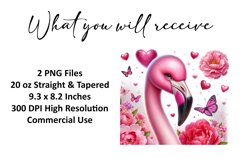 Valentine's Day Flamingo Tumbler Wrap Sublimation Design Product Image 2