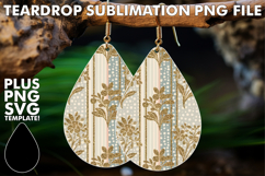 LUMINOUS Teardrop Earrings Design PNG, Gold Flower Product Image 1
