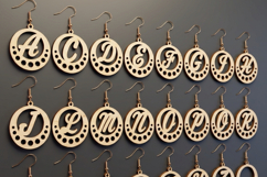 Alphabet Initial Earrings Laser Cut Template Wooden Monogram Product Image 4
