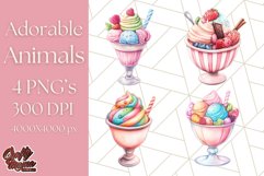 Pastel Sweet Treats Clipart, Ice Cream, Cakes, Donuts Png Product Image 1