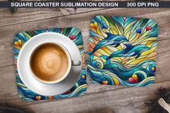 Dolphin Coaster Sublimation, Valentine Coaster PNG Design Product Image 1