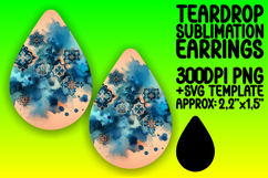 Artistic Teardrop Earrings Design PNG , Watercolor Patter Product Image 1