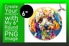 Vivid Colorful Dog Round Design Keychain Sublimation Product Image 1